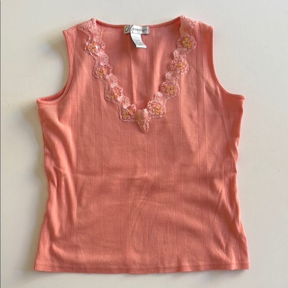 Peach tank with appliqué M